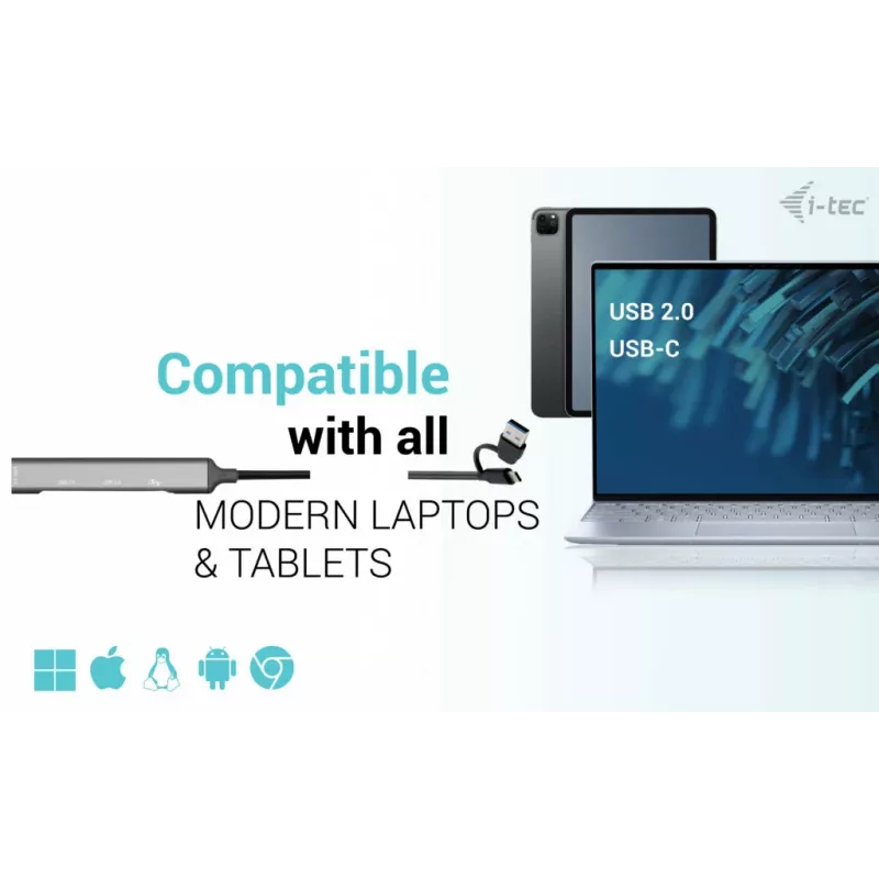 i-tec USB-C/USB-A Μεταλλικό Hub 1x USB 3.0 + 3x USB 2.0
