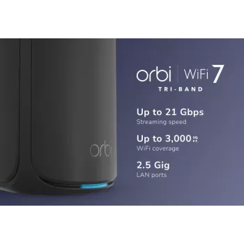 NETGEAR RBE870B Tri-Band (2,4 GHz / 5 GHz / 6 GHz) Wi-Fi 7 (802.11be) Μαύρο 4 Εσωτερικές