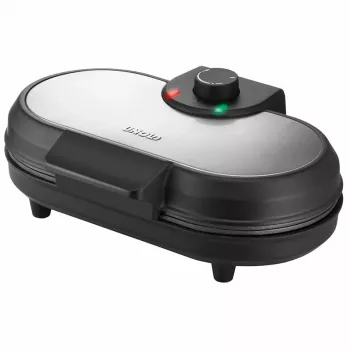 Unold 48165 παρασκευαστής pancake American, 2 κρέπες, 13,5 cm, 1000 W, μαύρος / βουρτσισμένο ανοξείδωτο ατσάλι