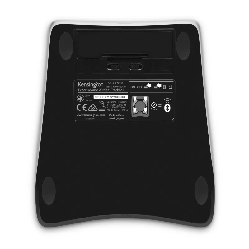 Kensington Expert Mouse Wireless Trackball, αμφίχειρο, οπτικό, RF Wireless + Bluetooth, 400 DPI, μαύρο