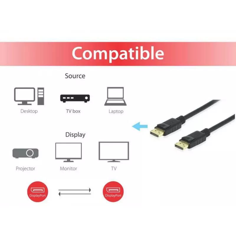 Equip Καλώδιο DisplayPort 1.4, 1 m