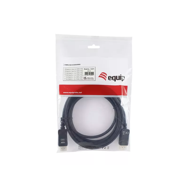 Equip Καλώδιο DisplayPort 2.1, 3,0 m, 16K/60Hz, 40 Gbit/s