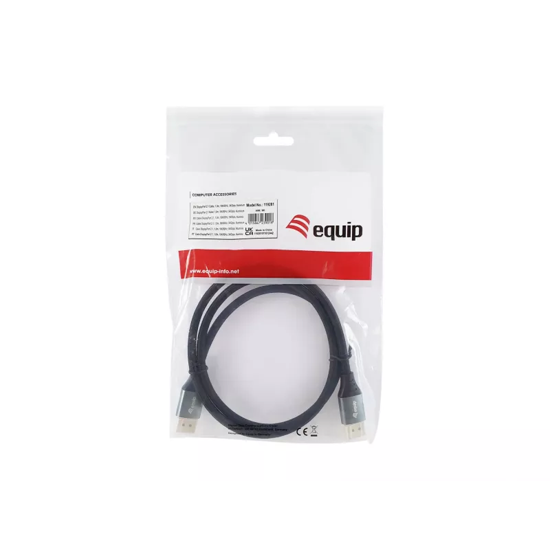 Equip Premium Καλώδιο DisplayPort 2.1, 1,0 m, 16K/60Hz, 54 Gbit/s