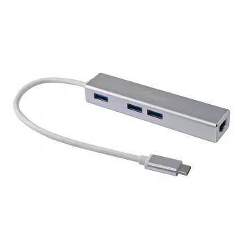 Equip 133481 διανομέας USB-C σε 3 θύρες USB 3.0 με προσαρμογέα Gigabit, USB 3.2 Gen 1, USB Type-A