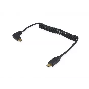 Σπιράλ καλώδιο Equip USB 2.0 C σε C με γωνία 90° M/M 1 m μαύρο