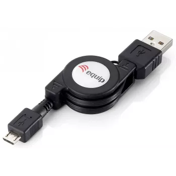 Αναδιπλούμενο καλώδιο Equip USB 2.0 Type A σε Micro-B, 1,0 m, μαύρο