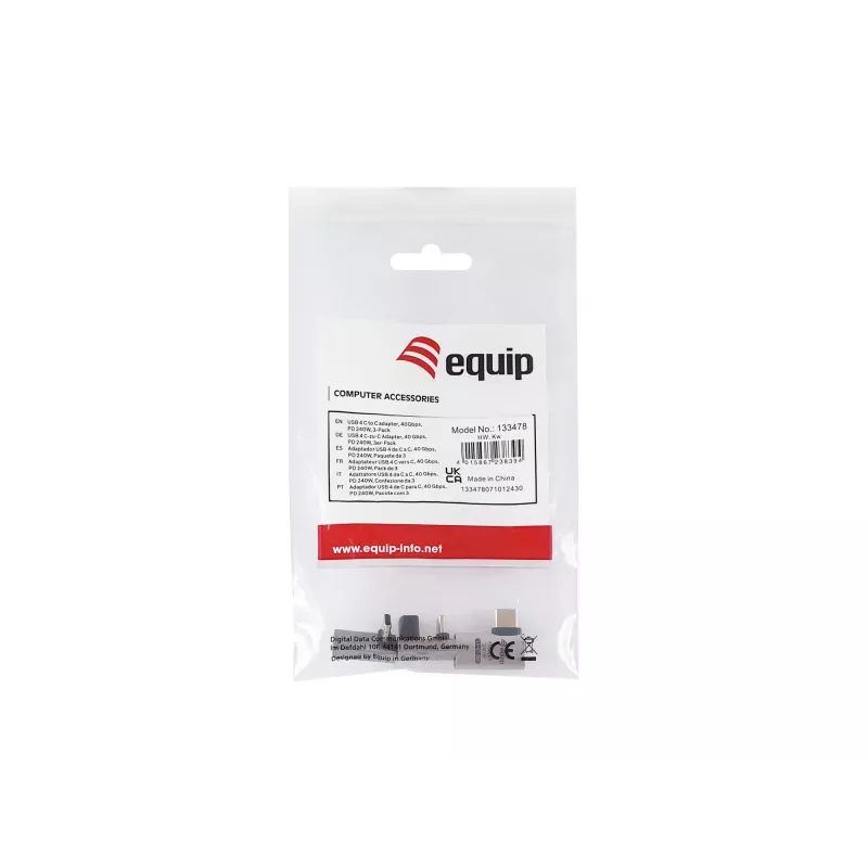 Προσαρμογέας Equip USB 4 C σε C, 40 Gbit/s, PD 240 W, συσκευασία 3 τεμ.