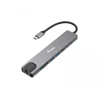Πολυλειτουργικός προσαρμογέας Equip USB-C 8 σε 1, ενσύρματος, USB Type-C, 100 W, 1000 Mbit/s, 1000BASE-T, IEEE 802.3ab