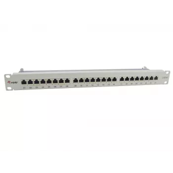Equip 24-Port Cat.6A θωρακισμένο Patch Panel, ανοιχτό γκρι, 10/100/1000Base-T(X), Gigabit Ethernet, 1000 Mbit/s, RJ-45, Cat6a, τοποθέτηση σε rack