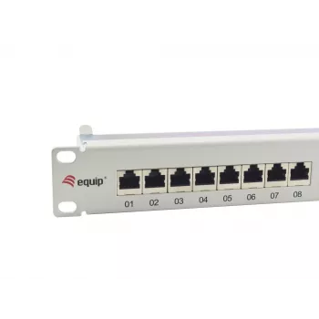 Equip 24-Port Cat.6A θωρακισμένο Patch Panel, ανοιχτό γκρι, 10/100/1000Base-T(X), Gigabit Ethernet, 1000 Mbit/s, RJ-45, Cat6a, τοποθέτηση σε rack