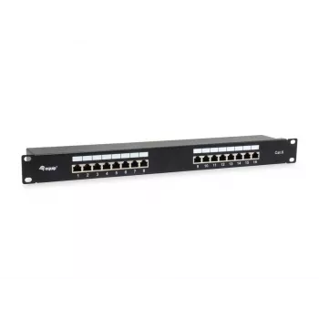 Equip 16-Port Cat.6 θωρακισμένο Patch Panel, μαύρο, 10/100/1000Base-T(X), Gigabit Ethernet, 1000 Mbit/s, RJ-45, Cat6, τοποθέτηση σε rack
