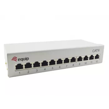 Equip 12-Port Cat.6 Patch Panel επιτραπέζιο, ανοιχτό γκρι, 10/100/1000Base-T(X), Gigabit Ethernet, 1000 Mbit/s, RJ-45, Cat6, 1U