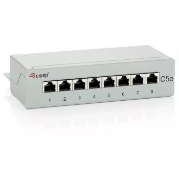 Equip 8-Port Cat.5e Patch Panel επιτραπέζιο, ανοιχτό γκρι, RJ-45, χρυσό, Cat5e, γκρι, ANSI/TIA/EIA 568, -40 - 80 °C