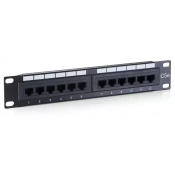 Equip 12-Port Cat.5e μη θωρακισμένο Patch Panel, μαύρο