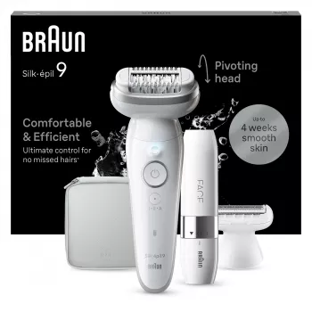 Αποτριχωτική συσκευή BRAUN Silk-épil 9 SES9-341 — 40 τσιμπιδάκια, Wet & Dry, μπαταρία 50 λεπ., 2 ταχύτητες, λευκή
