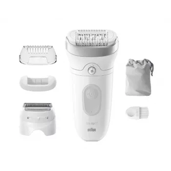Αποτριχωτική συσκευή BRAUN Silk-épil 7 7-041 — ασύρματη αποτριχωτική συσκευή για υγρή & στεγνή χρήση με MicroGrip, μασάζ, ξυριστική μηχανή και trimmer μπικίνι, γκρι/λευκή