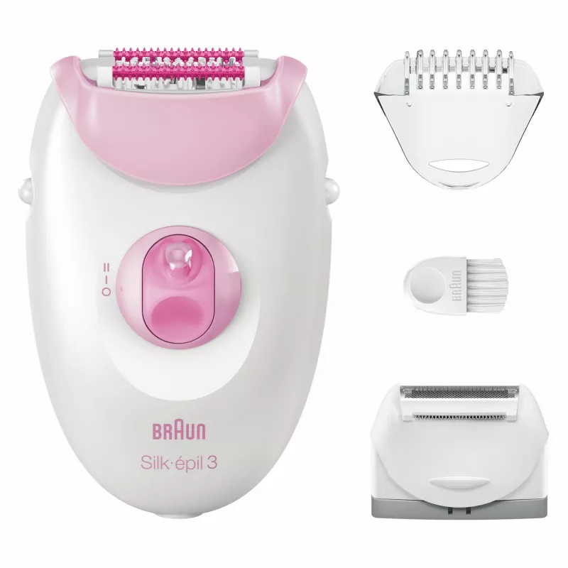 Αποτριχωτική συσκευή Braun Silk-épil 3 3-031 20 τσιμπιδάκια ροζ λευκή