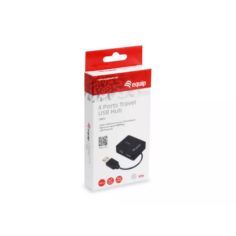 Equip 128952 Hub διασύνδεσης USB 2.0 480 Mbit/s μαύρο