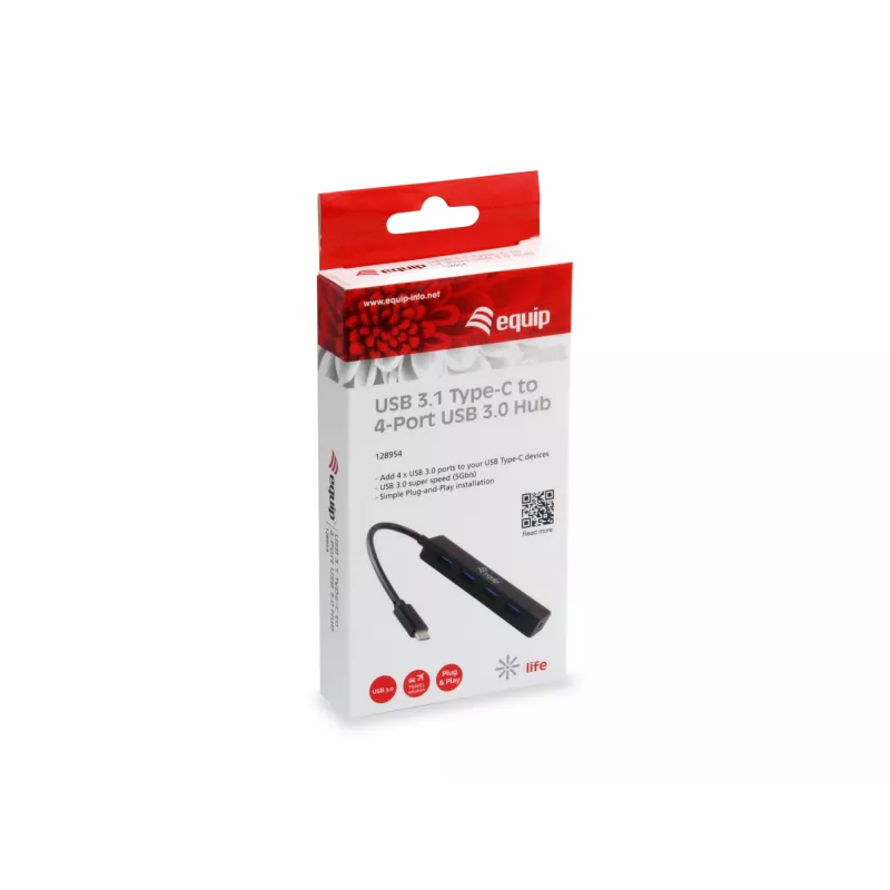 Equip 128954 Hub διασύνδεσης USB 3.2 Gen 1 (3.1 Gen 1) Type-C 5000 Mbit/s μαύρο