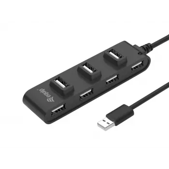 Equip Hub USB 2.0 7 θυρών, USB 2.0, USB 2.0, 480 Mbit/s, μαύρο, Κίνα, CE, RoHS