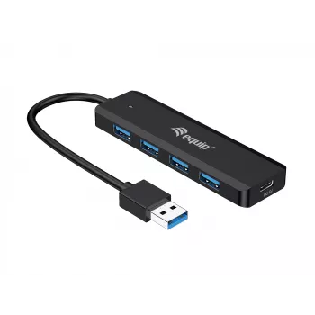 Hub USB 3.2 Gen 1 4 θυρών Equip με προσαρμογέα USB-C μαύρο 5000 Mbit/s