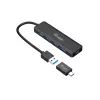 Hub USB 3.2 Gen 1 4 θυρών Equip με προσαρμογέα USB-C μαύρο 5000 Mbit/s