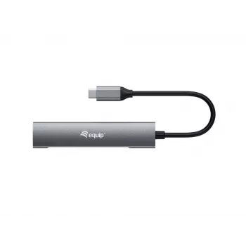 Equip 128963 διανομέας USB-C 4 θυρών USB 3.2 Gen 1 (3.1 Gen 1), 4x USB-C, 5 Gbit/s, αλουμίνιο, χωρίς τροφοδοτικό, μαύρος/ασημί