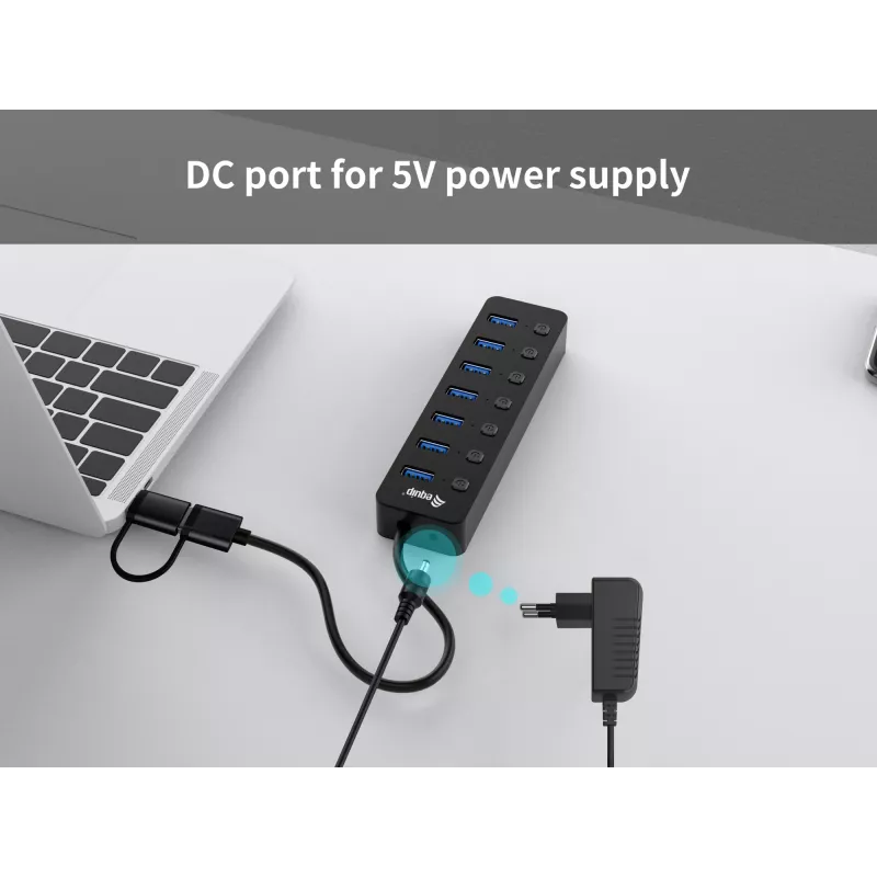 Hub USB Equip 7 θυρών USB 3.2 Gen 1 με τροφοδοτικό