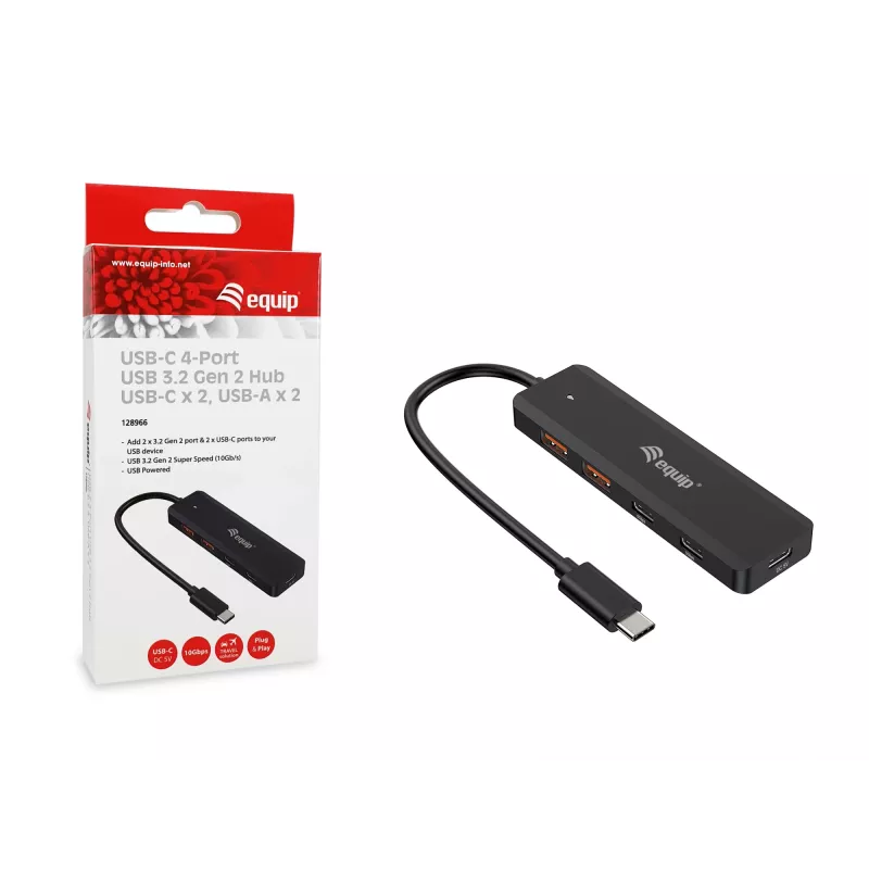Equip USB-C Hub USB 3.2 Gen 2 (10 Gbit/s) 4 θυρών, USB-C x 2, USB-A x 2
