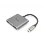 Equip USB-C προσαρμογέας Dual-HDMI 4-in-1, USB 3.2 Gen 1 (3.1 Gen 1) Type-C, ασημί, 4K Ultra HD, 30 Hz, HDMI, αλουμίνιο