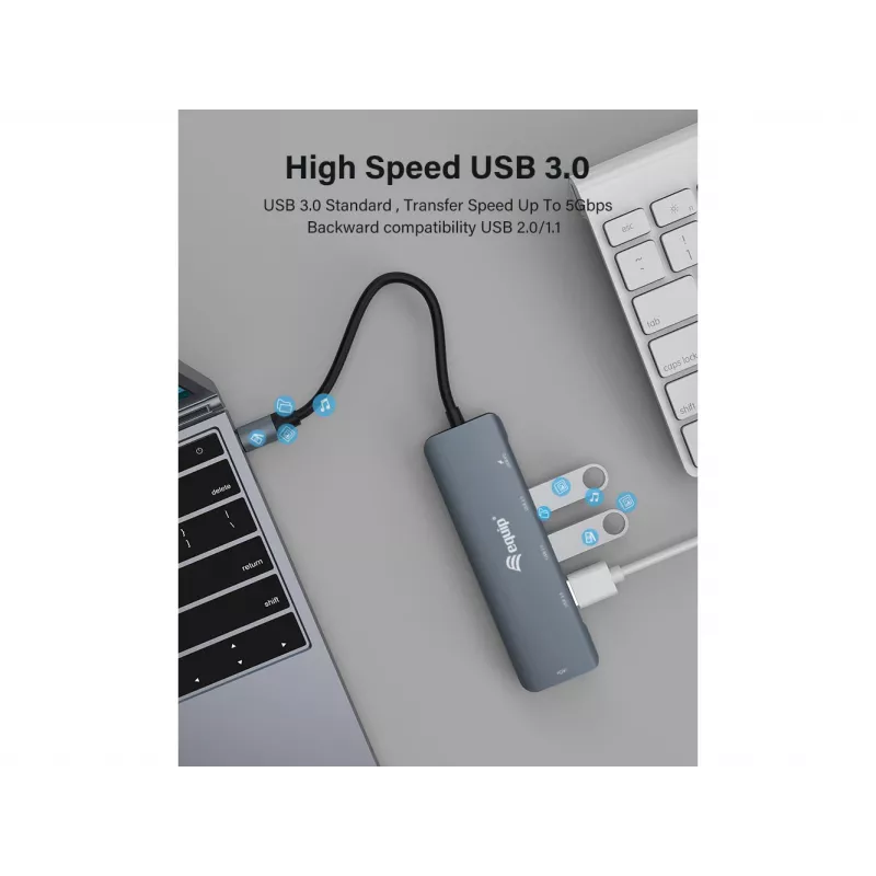 Equip USB-C πολυλειτουργικός προσαρμογέας 5-in-1, HDMI, USB 3.2 GEN1, 100W USB PD