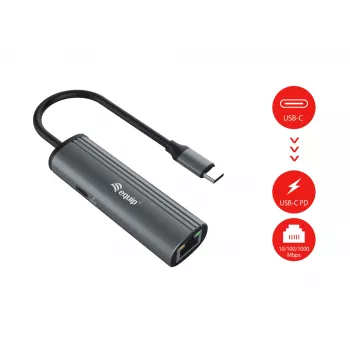Equip USB-C σε RJ45 Gigabit δίκτυο + προσαρμογέας PD USB Type-C 100W