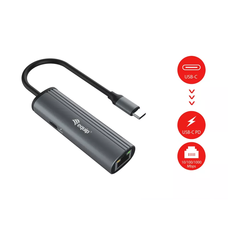 Equip USB-C σε RJ45 Gigabit δίκτυο + προσαρμογέας PD USB Type-C 100W