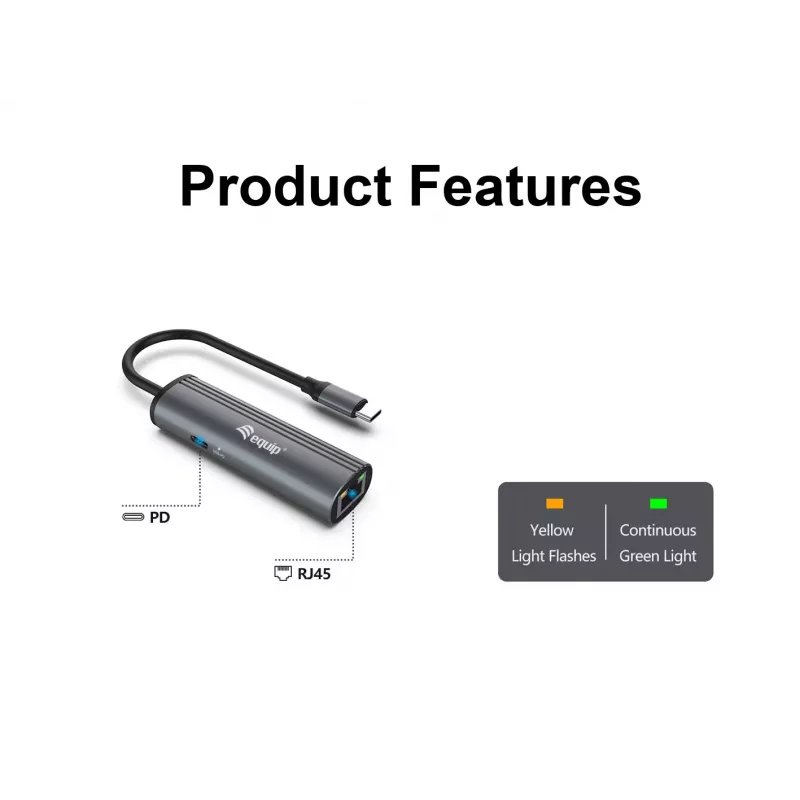 Equip USB-C σε RJ45 Gigabit δίκτυο + προσαρμογέας PD USB Type-C 100W