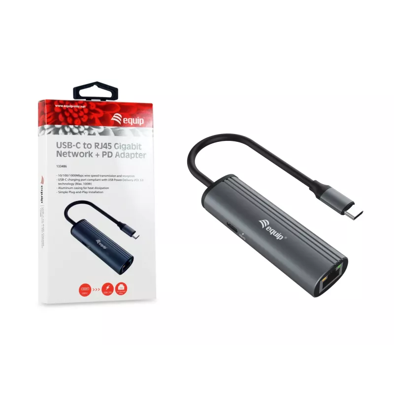 Equip USB-C σε RJ45 Gigabit δίκτυο + προσαρμογέας PD USB Type-C 100W