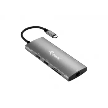 Equip USB-C 9-in-1 πολυλειτουργικός αντάπτορας, HDMI 4K/60Hz, Gigabit-LAN, USB 3.2 GEN1, SD/TF, 100W USB PD
