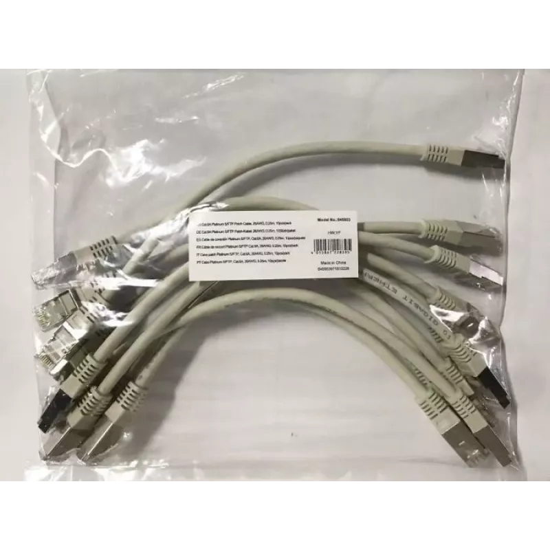 Equip Cat.6A Platinum S/FTP Patchkabel, γκρι, 0,25 m, 10 τεμ./σετ