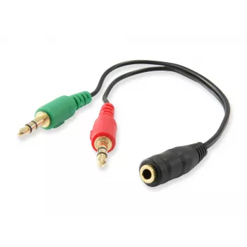 Equip Καλώδιο διαχωρισμού ήχου, Μαύρο, 3,5 mm, 2 x 3,5 mm, Υποδοχή θηλυκή, Βύσμα αρσενικό, Πολυβινυλοχλωρίδιο (PVC)