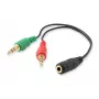 Equip Καλώδιο διαχωρισμού ήχου, Μαύρο, 3,5 mm, 2 x 3,5 mm, Υποδοχή θηλυκή, Βύσμα αρσενικό, Πολυβινυλοχλωρίδιο (PVC)