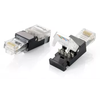 Equip βύσμα RJ45 χωρίς εργαλεία, Cat.6, RJ-45, μαύρο, διαφανές, πολυανθρακικό, Cat6, -10 - 60 °C, 12 g