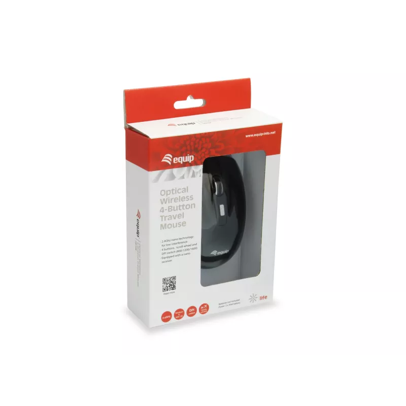 Equip 245104 ποντίκι ταξιδιού αμφίχειρο RF Wireless οπτικό 1600 DPI