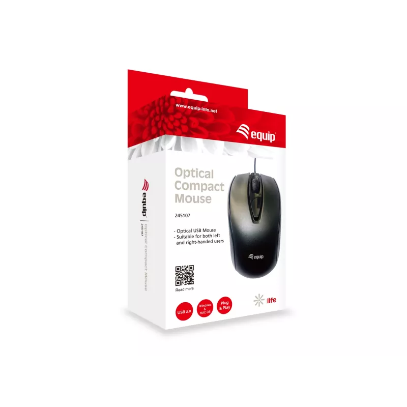 Equip 245107 ποντίκι γραφείου αμφίχειρο USB Type-A οπτικό 1000 DPI