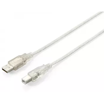 Καλώδιο Equip USB 2.0 Type A σε Type B, 3,0 m, διαφανές ασημί