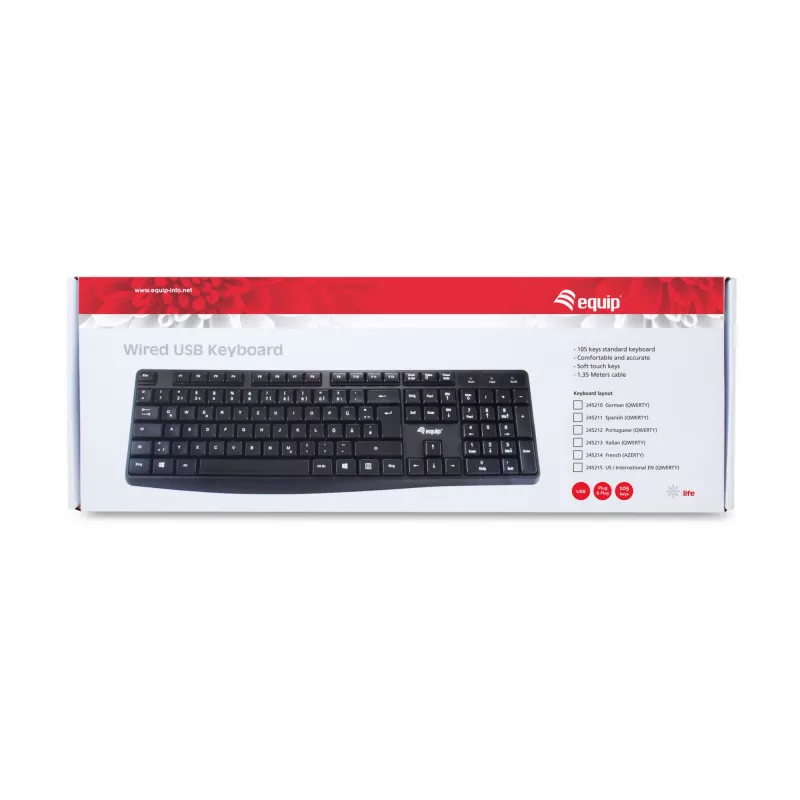 Equip 245213 πληκτρολόγιο γραφείου USB QWERTY ιταλικό μαύρο