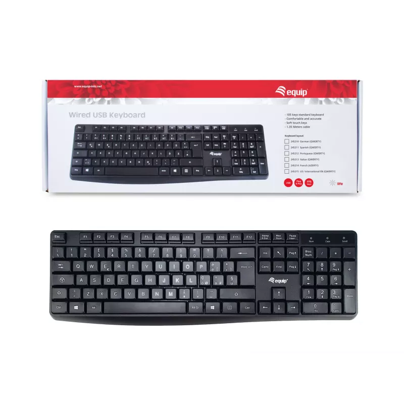 Equip 245213 πληκτρολόγιο γραφείου USB QWERTY ιταλικό μαύρο