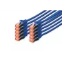 Καλώδιο Patch DIGITUS - CAT6 - S/FTP - Snagless - Cu - 5m - μπλε - συσκευασία 10 τεμ.