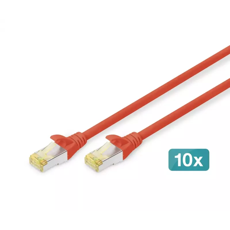 Καλώδιο Patch DIGITUS - CAT6a - S/FTP - Snagless - 3 m - κόκκινο - συσκευασία 10 τεμ.