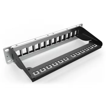 DIGITUS DN-91420 αρθρωτό patch panel, 12 θυρών, θωρακισμένο, κενό, 1U, 10" (254 mm), μαύρο RAL 9005