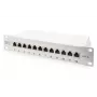 DIGITUS CAT6A Patchpanel, θωρακισμένο, 12 θυρών πεδίο σήμανσης, 1U, 10 ίντσες τοποθέτηση σε rack, γκρι RAL 7035