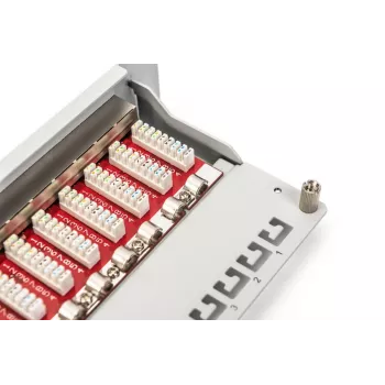 DIGITUS CAT6A Patchpanel, θωρακισμένο, 12 θυρών πεδίο σήμανσης, 1U, 10 ίντσες τοποθέτηση σε rack, γκρι RAL 7035